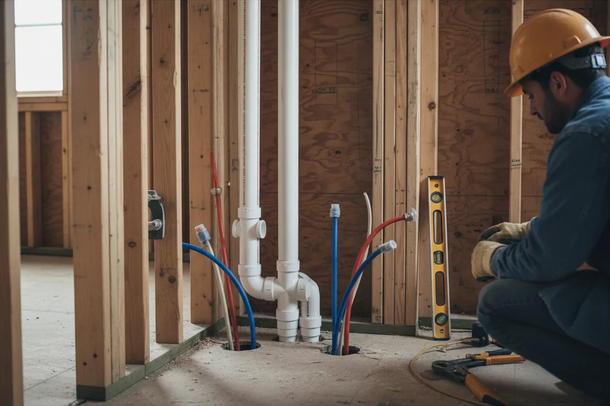 Drain and supply rough-in during Drain Cleaning in Cashion